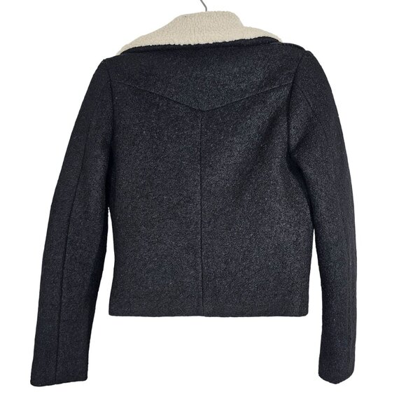 Adam Levine Womens Black Sherpa Collar Lined Moto Jacket Wool Blend‎ XS - Picture 2 of 10